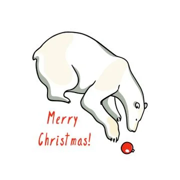 Vector card with hand drawn polar bear Stock Illustration