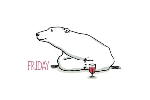 Vector card with hand drawn polar bear Stock Illustration