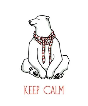 Vector card with hand drawn polar bear Stock Illustration