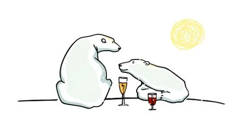 Vector card with hand drawn polar bears Stock Illustration