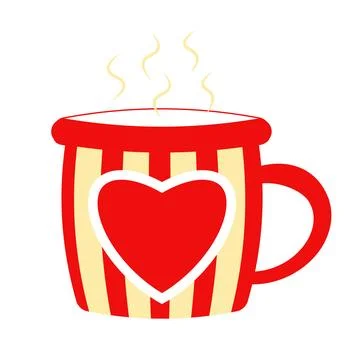 Vector card with hot tea and heart. Vector illustration for greeting cards,.. イラスト素材