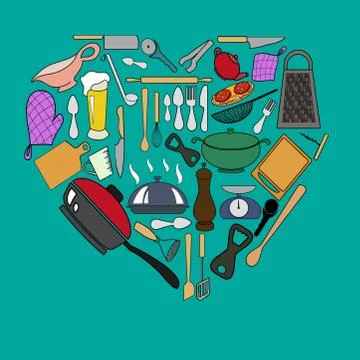 Vector card of kitchen's elements Stock Illustration