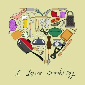 Vector card of kitchen's elements Stock Illustration