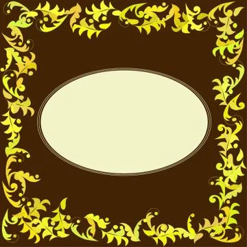 Vector card with leafy frame. Stock Illustration