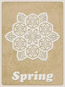 Vector card with retro flower Illustrazione stock