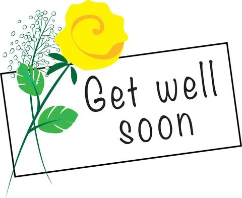 Vector card with rose flowers: get well soon Stock Illustration