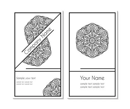 Vector card set. Round ornamental pattern Stock Illustration