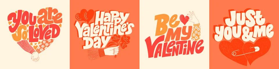 Vector card set for valentines day. Stock Illustration