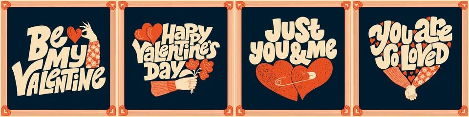 Vector card set for valentines day. Stock Illustration
