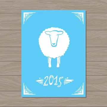 Vector card with sheep and 2015 Stock Illustration