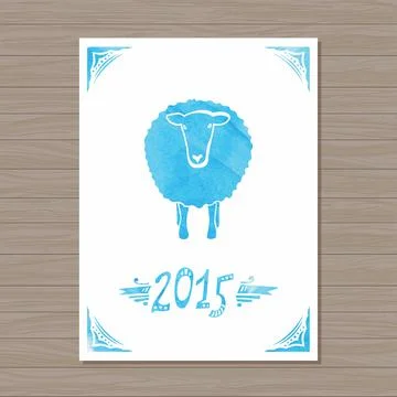 Vector card with sheep and 2015 Stock Illustration