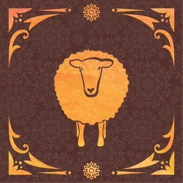 Vector card with sheep and 2015 Stock Illustration