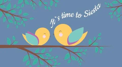 Vector Card with Simple design of cute birds Stock Illustration