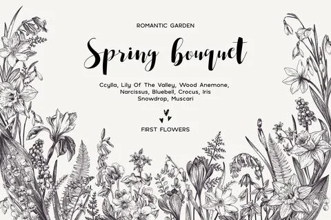 Vector card with spring flowers. Stock Illustration