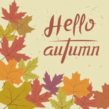 Vector card template with autumn leaves. Stock Illustration