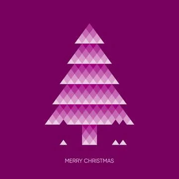 Vector card with violet mosaic christmas tree Stock Illustration
