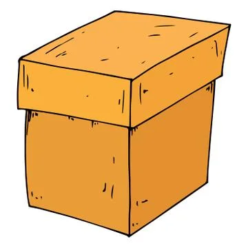 Vector of a cardboard box. Packing box. Hand drawn box. Stock Illustration