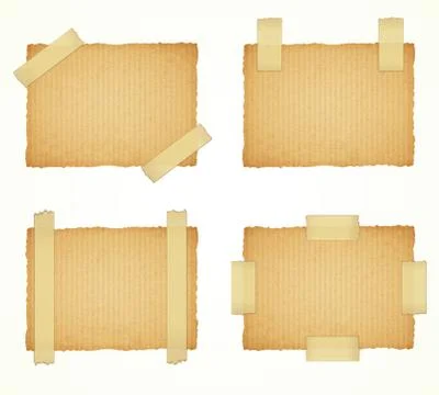 Vector cardboard labels attached with a sticky tape Illustrazione stock