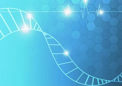 Vector : Cardiogram and DNA on blue mnedical background Illustrazione stock