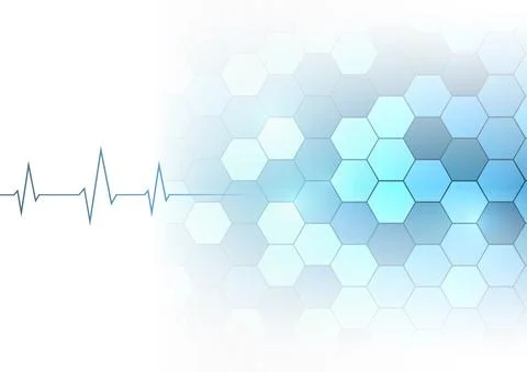 Vector : Cardiogram and hexagons on blue medical background Stock Illustration