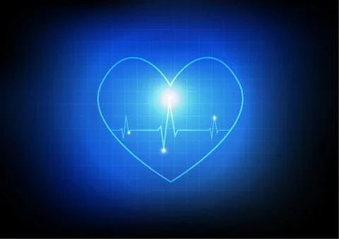 Vector : Cardiogram with heartbeat on grid background Stock Illustration