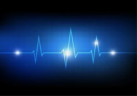 Vector : Cardiogram with heartbeat on grid background Stock Illustration
