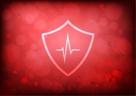 Vector : Cardiogram with virus icons on red background Stock Illustration