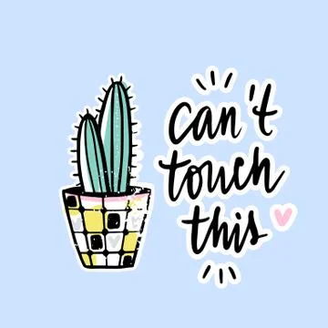 Vector cards with cactus and positive phrase. Doodle style. Stock Illustration