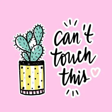 Vector cards with cactus and positive phrase. Doodle style. Stock Illustration