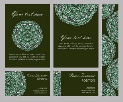 Vector cards collection with mandala circular pattern 스톡 일러스트