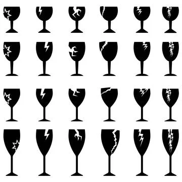 Vector Cargo Warning Sings. Sticker Fragile Handle with Care. Shipping Glass 库存插图