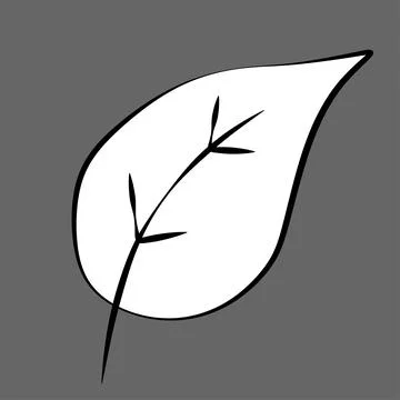 Vector Caricature style Fall Leaf. Outline Black and White Botany element iso Stock Illustration