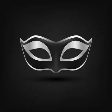 Vector Carnival Vintage Mask Closeup on Black Background. Masks for Carnival Stock Illustration