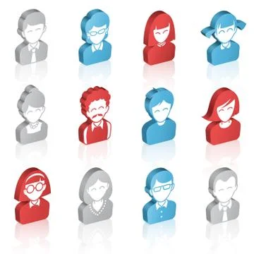 Vector Cartoon 3D Avatars Concept Stock Illustration