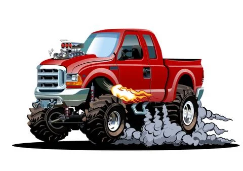 Vector Cartoon 4x4 pickup isolated Stock Illustration