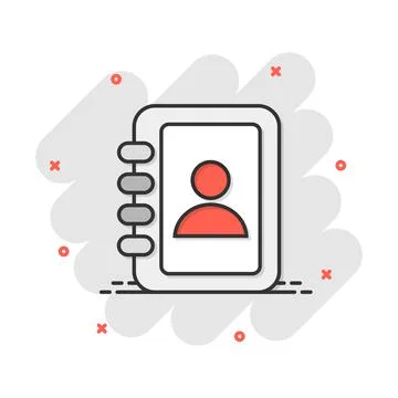 Vector cartoon address book icon in comic style. Contact note sign illustrati イラスト素材