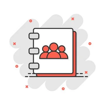 Vector cartoon address book icon in comic style. Contact note sign illustrati Stock-Illustration