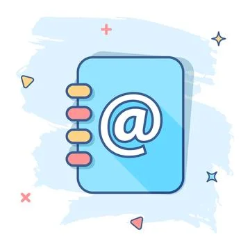Vector cartoon address book icon in comic style. Email note sign illustration Stock Illustration