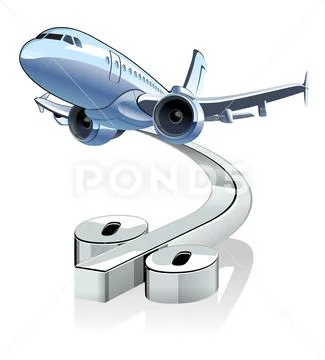 Vector Cartoon Airliner with discount percentage simbol. Stock Illustration