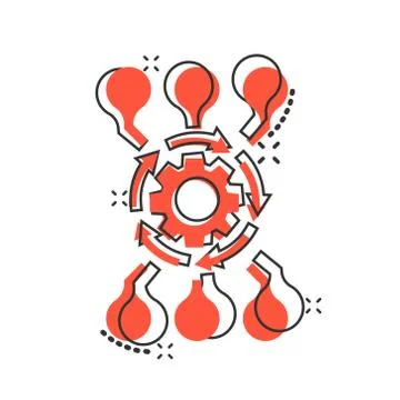 Vector cartoon algorithm api software icon in comic style. Gear with arrow co 库存插图