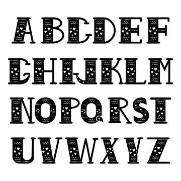 Vector cartoon alphabet on a white background. Isolated letters, vector Stock Illustration