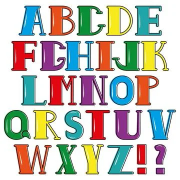 Vector cartoon alphabet on a white background. Isolated letters, vector Stock Illustration