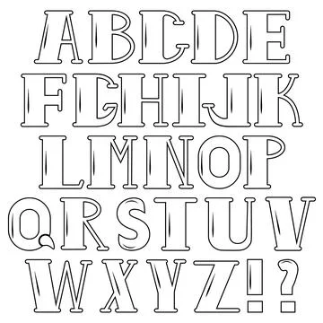 Vector cartoon alphabet on a white background. Isolated letters, vector Stock Illustration