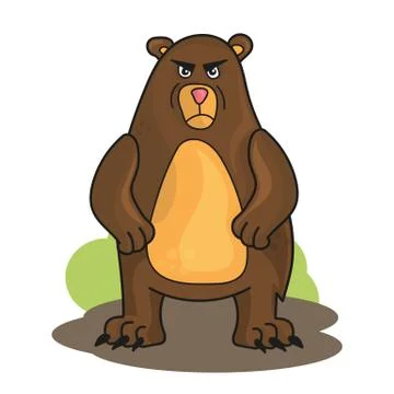 Vector cartoon angry bear isolated on white Illustrazione stock