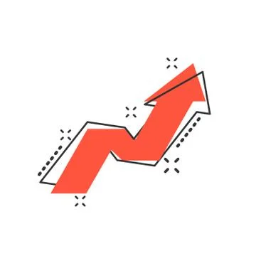 Vector cartoon arrow growing graph icon in comic style. Progress arrow grow s Stock Illustration
