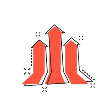 Vector cartoon arrow growing graph icon in comic style. Progress arrow grow s Stock Illustration