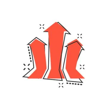 Vector cartoon arrow growing graph icon in comic style. Progress arrow grow s Stockillustratie