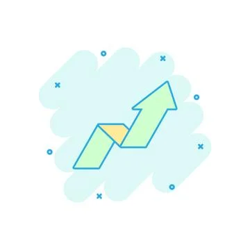 Vector cartoon arrow growing graph icon in comic style. Progress arrow grow s Stockillustratie