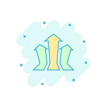 Vector cartoon arrow growing graph icon in comic style. Progress arrow grow s Ilustración de archivo