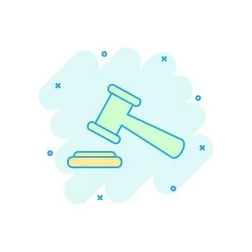 Vector cartoon auction hammer icon in comic style. Court tribunal sign illust Stock Illustration